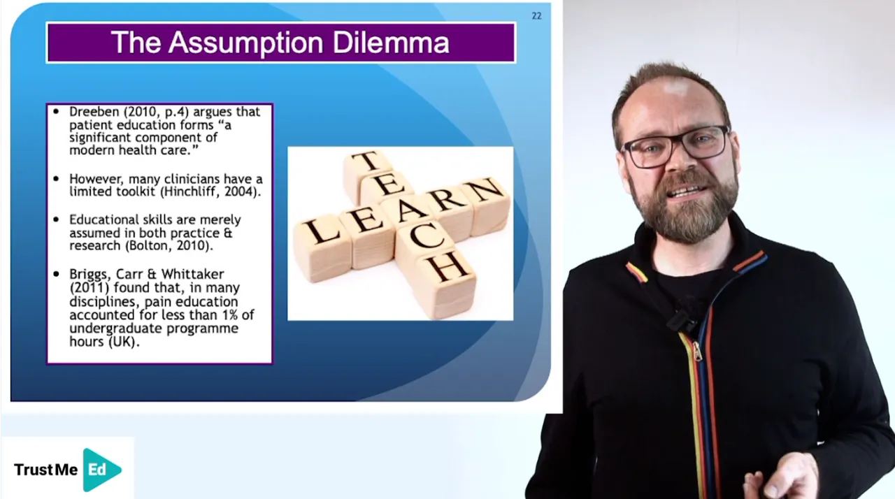 The Assumption Dilemma: Do healthcare professionals have the teaching skills to meet the demands of therapeutic neuroscience education?