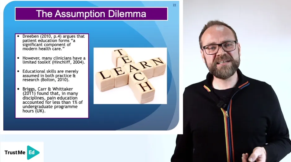 The Assumption Dilemma: Do healthcare professionals have the teaching skills to meet the demands of therapeutic neuroscience education?